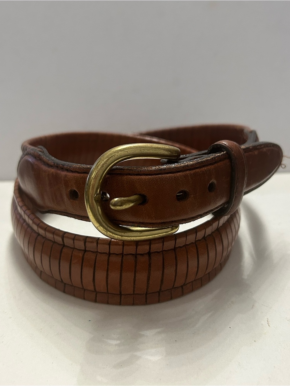 Vintage Brighton Leather Belt Brown with Brass Tone Buckle